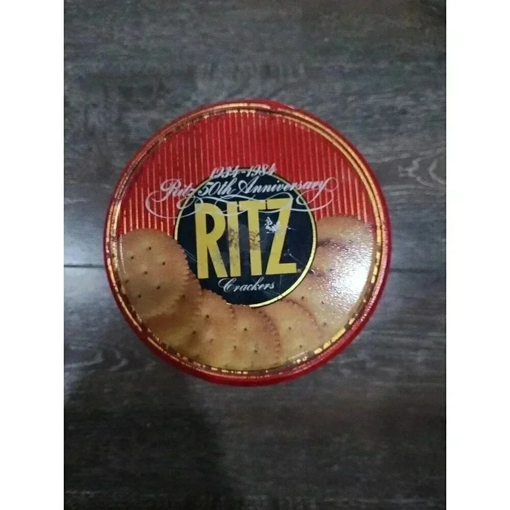 Vintage Ritz 50th anniversary crackers metal‎ canister